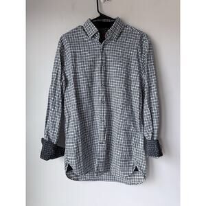 VISCONTI Signature BLACK Button Down Shirt Mens Size M Flyp Cuff Black White